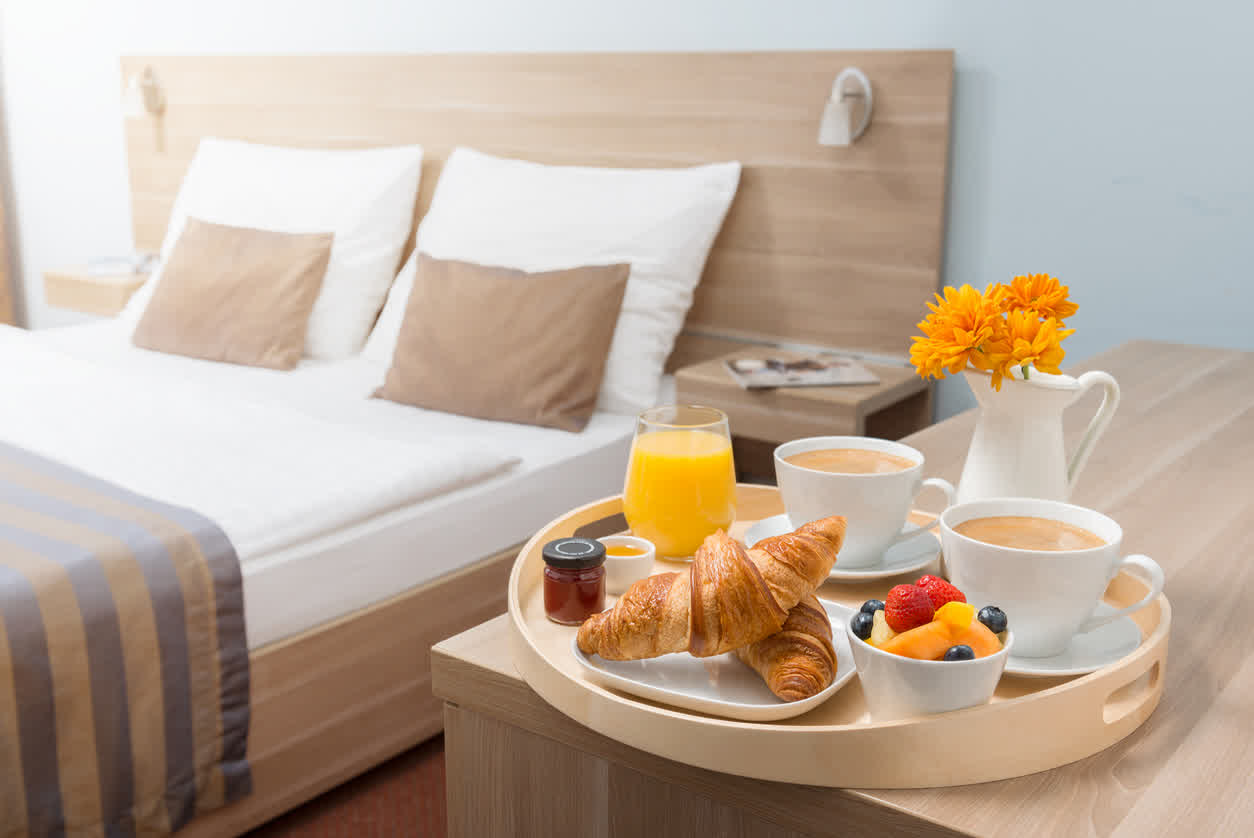 Hotel breakfast in room visual assistant example