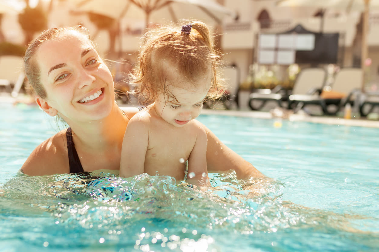 Hotel family friendly pool visual assistant example